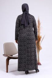 Büyük Beden Yakası Fırfırlı Elbise - 8