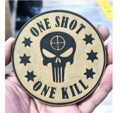 ONE SHOT ONE KILL KESKİN NİŞANCI Deri PEÇ - Arma - Askeri Patch - 2