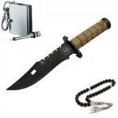 Columbia Marka Özel Kılıflı Salgur Komando Bıçağı Metal Kibrit ve Tesbih ile - 1