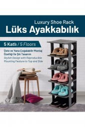 2 Adet 5 Katlı Ayakkabılık Arttırılabilir Ayakkabı Rafı Düzenleyici Organizer Siyah - 2