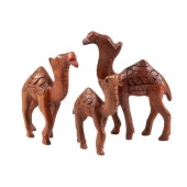 Dekoratif Teak (Tik) Ağacı Ahşap Üçlü Deve Seti El Yapımı thumbnail 2