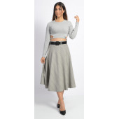 SORALLİNE BAYAN KLOŞ ETEK 75 CM BOYUNDA ASTARLI 780 GRİ EKOSE - 1