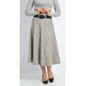 SORALLİNE BAYAN KLOŞ ETEK 75 CM BOYUNDA ASTARLI 780 GRİ EKOSE - 2