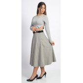 SORALLİNE BAYAN KLOŞ ETEK 75 CM BOYUNDA ASTARLI 780 GRİ EKOSE - 4