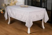 Finezza Demet Lüx Jakar Polycotton Kumaş Gri Masa Örtüsü 160x220 cm - 1060 - 1