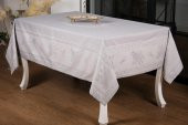 Finezza Demet Lüx Jakar Polycotton Kumaş Gri Masa Örtüsü 160x220 cm - 1060 - 2
