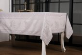 Finezza Demet Lüx Jakar Polycotton Kumaş Gri Masa Örtüsü 160x220 cm - 1060 - 3