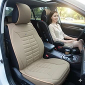 Space Tüm Araçlarla Uyumlu Premium Koltuk Minderi Ön ve Arka koltuklar için 5'li Bej Renk thumbnail 3