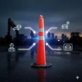 Space Trafik kukası Yüksek görünürlük PVC Dayanıklı İkaz Kukası (115cm) thumbnail 3