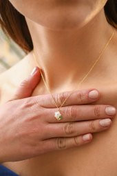 925 Ayar Gümüş Sedef ve Zirkon Taşlı Çiçek Tasarım Kolye - 2