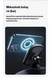 Mcdodo CH-7071 15W Iphone Magsafe Araç Kablosuz Şarj ve Tutucu Siyah - 3