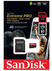 Sandisk Extreme Pro SDSQXCY-128G-GN6MA 128 GB MicroSDXC Class 10 UHS-I Hafıza Kartı + Adaptör - 1