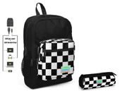 Coral High Siyah Damalı İlkokul Sırt Çantası ve Kalemlik Seti - Erkek Çocuk - USB Soketli thumbnail 1