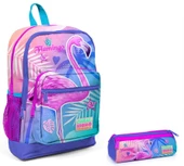 Coral High İlkokul Sırt Çantası ve Kalemlik Seti - Pembe Flamingo Baskılı thumbnail 1