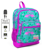 Coral High Yeşil Flamingo Baskılı Okul Çantası ve Beslenme Çantası Seti - Kız Çocuk - USB Soketli - 2