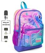 Coral High Pembe Flamingo Baskılı Kız Çocuk İlkokul Çanta Seti - USB Çıkışlı thumbnail 2