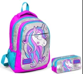 Coral High Pembe Unicorn Kız Çocuk İlkokul Çantası ve Kalemlik Seti thumbnail 1