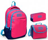 Coral High Pembe Lacivert Kız Çocuk İlkokul Çanta Seti - Sırt Çantası+Beslenme+Kalemlik - 1
