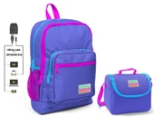 Coral High Mor Okul Çantası ve Beslenme Çantası Seti - Kız Çocuk - USB Soketli - 1