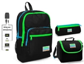 Coral High Siyah Erkek Çocuk İlkokul Çanta Seti - USB Çıkışlı thumbnail 1