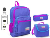 Coral High Mor Kız Çocuk İlkokul Çanta Seti - USB Çıkışlı thumbnail 1
