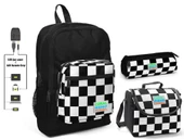 Coral High Siyah Damalı Erkek Çocuk İlkokul Çanta Seti - USB Çıkışlı thumbnail 1