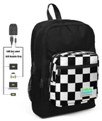 Coral High Siyah Damalı Erkek Çocuk İlkokul Çanta Seti - USB Çıkışlı thumbnail 2