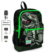 Coral High Yeşil Dinazor Baskılı Erkek Çocuk İlkokul Çanta Seti - USB Çıkışlı thumbnail 2