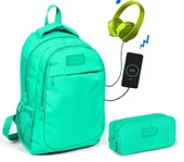 Coral High Su Yeşili Kız Çocuk İlkokul Çantası ve Kalemlik Seti - USB Soketli thumbnail 1