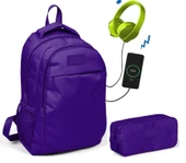 Coral High Kids Mor Kız Çocuk İlkokul Çantası ve Kalemlik Seti - USB Soketli thumbnail 1