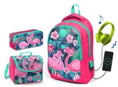 Coral High Kız Çocuk Narçiçeği Flamingo 3'lü Çanta Takımı - USB Soketli - 2