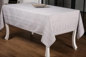 Finezza Ezgi Lüx Jakar Polycotton Kumaş Gri Masa Örtüsü 160x220 cm - 1065 - 5