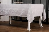 Finezza Ezgi Lüx Jakar Polycotton Kumaş Gri Masa Örtüsü 160x220 cm - 1065 - 6