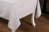 Finezza Ezgi Lüx Jakar Polycotton Kumaş Gri Masa Örtüsü 160x220 cm - 1065 - 10