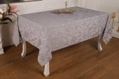 Finezza İpek Lüx Jakar Polycotton Kumaş Gri Masa Örtüsü 160x220 cm - 1072 - 1