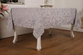 Finezza İpek Lüx Jakar Polycotton Kumaş Gri Masa Örtüsü 160x220 cm - 1072 - 2