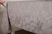 Finezza İpek Lüx Jakar Polycotton Kumaş Gri Masa Örtüsü 160x220 cm - 1072 - 4