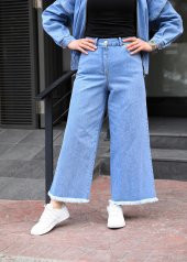Püskül Detaylı Kot Pantolon Mavi - 3
