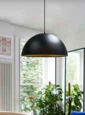 MYLİGHTS  RETRO  RUSTİK VİNTAGE METAL SARKIT AVİZE  40 CM  SİYAH İÇİ ALTIN - 1