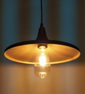 MYLİGHTS  RETRO  RUSTİK METAL SARKIT AVİZE SİYAH  İÇİ SARI  27 CM EN - 1
