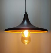 MYLİGHTS  RETRO  RUSTİK METAL SARKIT AVİZE SİYAH  İÇİ SARI  27 CM EN - 4