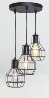 MYLİGHTS RETRO RUSTİK KAFES ÜÇLÜ  sarkıt avize en  30 cm - 1