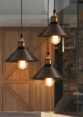 MYLİGHTS  RETRO  ÜÇLÜ YUVARLAK METAL SARKIT AVİZE RUSTİK AVİZE 30 CM - 1