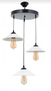 MYLİGHTS  RETRO  ÜÇLÜ SİYAH BEYAZ METAL SARKIT AVİZE 30 CM - 1
