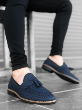 ER0009 Erb Klasik Corcik Püsküllü Desenli Lacivert Erkek Ayakkabı - 3