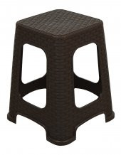 Mandella Sağlam Plastik Karizma Rattan Tabure Kahverengi - 1