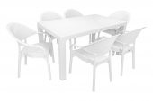 Mandella Elit Rattan 90x150 Eylül Koltuk Masa Takımı Beyaz - 1