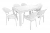 Mandella Elit Rattan 90x150 Eylül Koltuk Camlı Masa Takımı Beyaz - 1