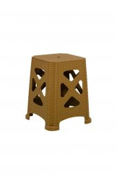 Mandella Sağlam Plastik Elit Rattan Büyük Tabure (6 Adet) Teak - 1