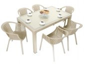 Mandella Wood 90x150 Roma Koltuk Camlı Masa Takımı ÇÖLBEJİ - 1